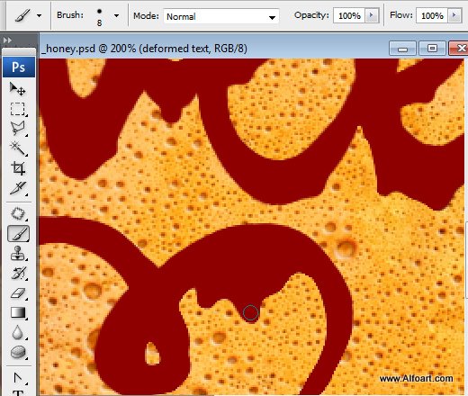 Honey leaking effect on the delicious pancake. Honey, sweet text effect, honey drops, realistic honey effect liquid honey, thin russian pancake.